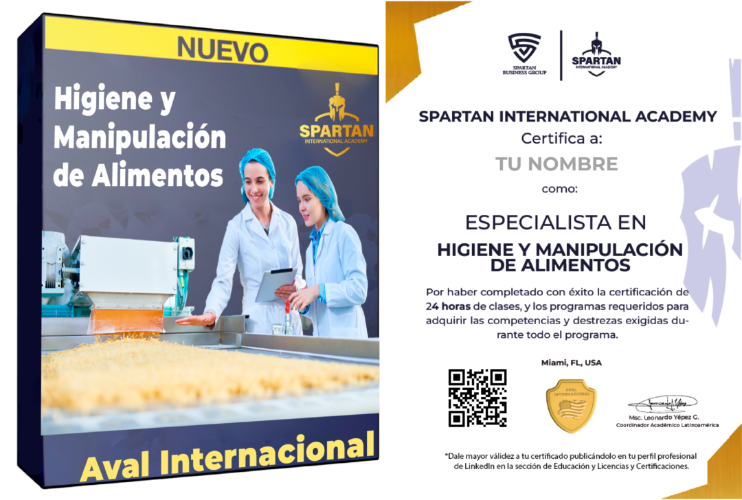 Landing HIGIENE Y MANIPULACIÓN DE ALIMENTOS Spartan Academy